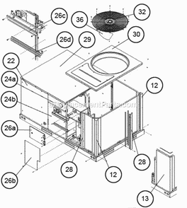 Top Panel (Hinged Panels) Diagram and Parts List for RKPN-A036CK08EAHA  Ruud Heater