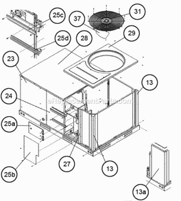 Top Panel (Hinged Panels) Diagram and Parts List for RJPL-A048CL000  Ruud Heater