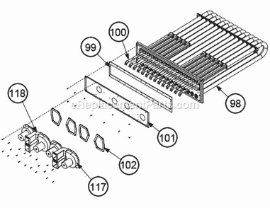 Heat Exchanger Assembly 180 - 240 Diagram and Parts List for RKKL-B072CL13EDNF  Ruud Heater