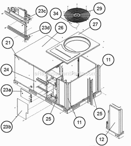 Top Panel (Hinged Panels) Diagram and Parts List for RLPN-A048CK000  Ruud Air Conditioner