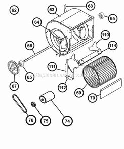 Blower Assembly-Belt Drive Diagram and Parts List for RKMA-A072DL13E  Ruud Heater
