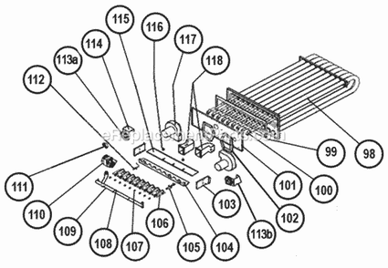 Heat Exchanger Assembly 090-151 Diagram and Parts List for RKKL-B090CL22EAJG  Ruud Heater
