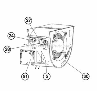 Control Board Mounting Diagram and Parts List for R95TC1001521MSA  Ruud Furnace