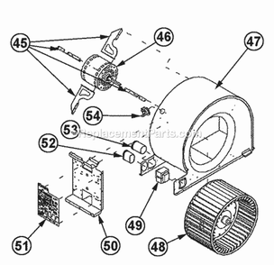 Blower Assembly Diagram and Parts List for 90TS09EJS01  Ruud Furnace
