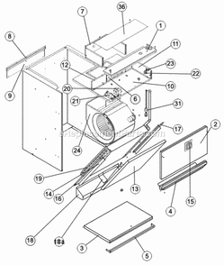 Exploded View 030-036 Diagram and Parts List for RHAL-FR24PJB05A417  Ruud Air Conditioner