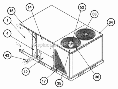Exterior - Front 120 Diagram and Parts List for RLHL-C120CM000  Ruud Air Conditioner