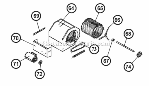 Blower Assembly Diagram and Parts List for RJMB-A120CL020AAB  Ruud Heater
