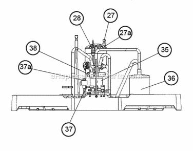Reversing Valve, Compressor - Side Diagram and Parts List for UP1760AJVCA  Ruud Heater