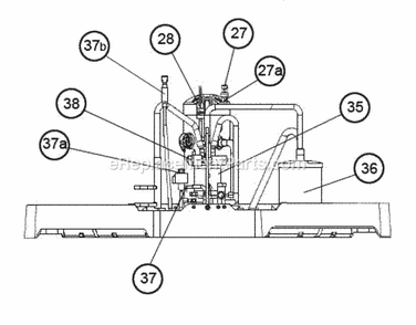 Reversing Valve, Compressor - Side Diagram and Parts List for UP2024AJVCA  Ruud Heater