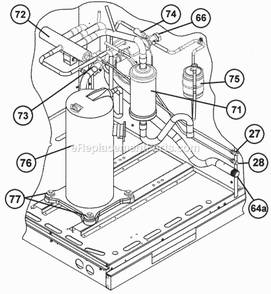 Compressor And Refrigeration Components Diagram and Parts List for RQPW-B024JK06X  Ruud Air Conditioner