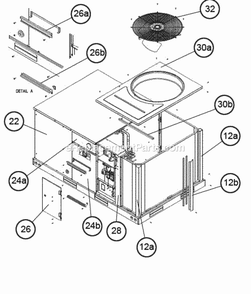Top Panel View 036-060 (Hinged Doors) Diagram and Parts List for RKNL-G060DM10EAJJ  Ruud Heater