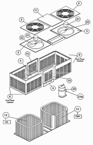Exploded View - One Piece Cabinet Diagram and Parts List for RPWC-075CAZ  Ruud Heater
