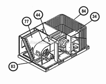 Coil Group Cut-Away View Diagram and Parts List for RKNL-A036DK08EAJF  Ruud Heater