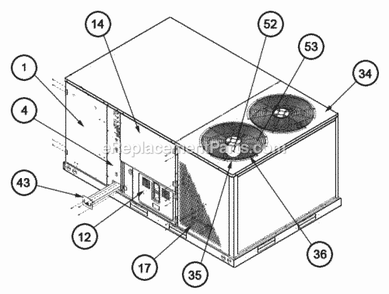 Exterior - Front 120 Diagram and Parts List for RKHL-D180CL25E  Ruud Heater