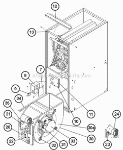 Part Location Diagram of AS-104403-01 Ruud Coil Assembly (includes Pump)
