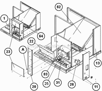 Control Access Panel, Evap Coil Diagram and Parts List for RGEA14036AJD081AA  Ruud Heater