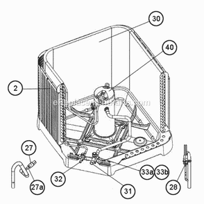Valve Mounting, Compressor Diagram and Parts List for RA1630AJ1NBRHC  Ruud Air Conditioner