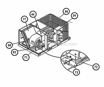 Coil Group Cut-Away View Diagram and Parts List for RKMA-A072DL13E  Ruud Heater