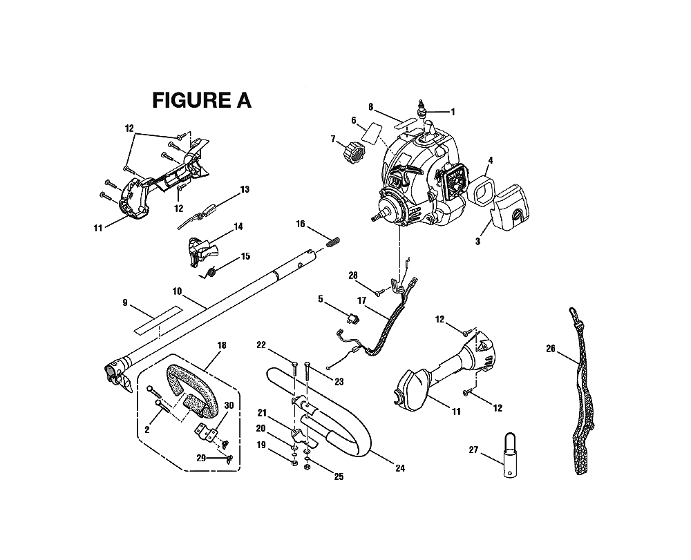 Fig-0 Diagram and Parts List for RY30961  Ryobi Trimmer