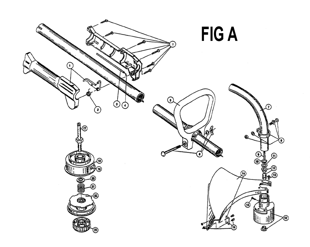 Fig-1 Diagram and Parts List for IDC364-1 009129201-110025000 Ryobi Trimmer