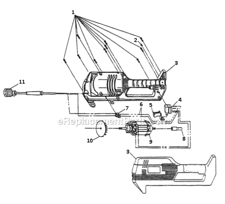 Motor Assembly Diagram and Parts List for 105R 512000001-707000000 Ryobi Trimmer