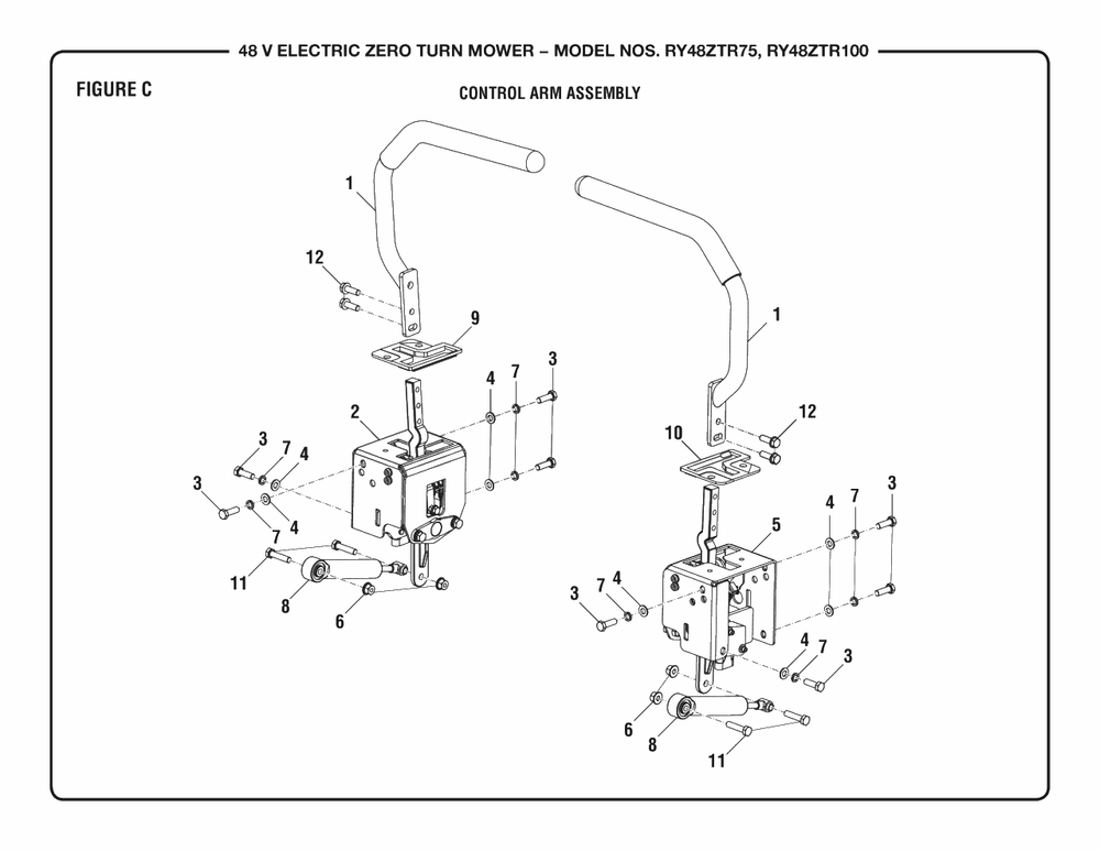 Figure C Diagram and Parts List for RY 48ZTR100 (Rev 02)(099749016)(2019-08) Ryobi Lawn Tractor