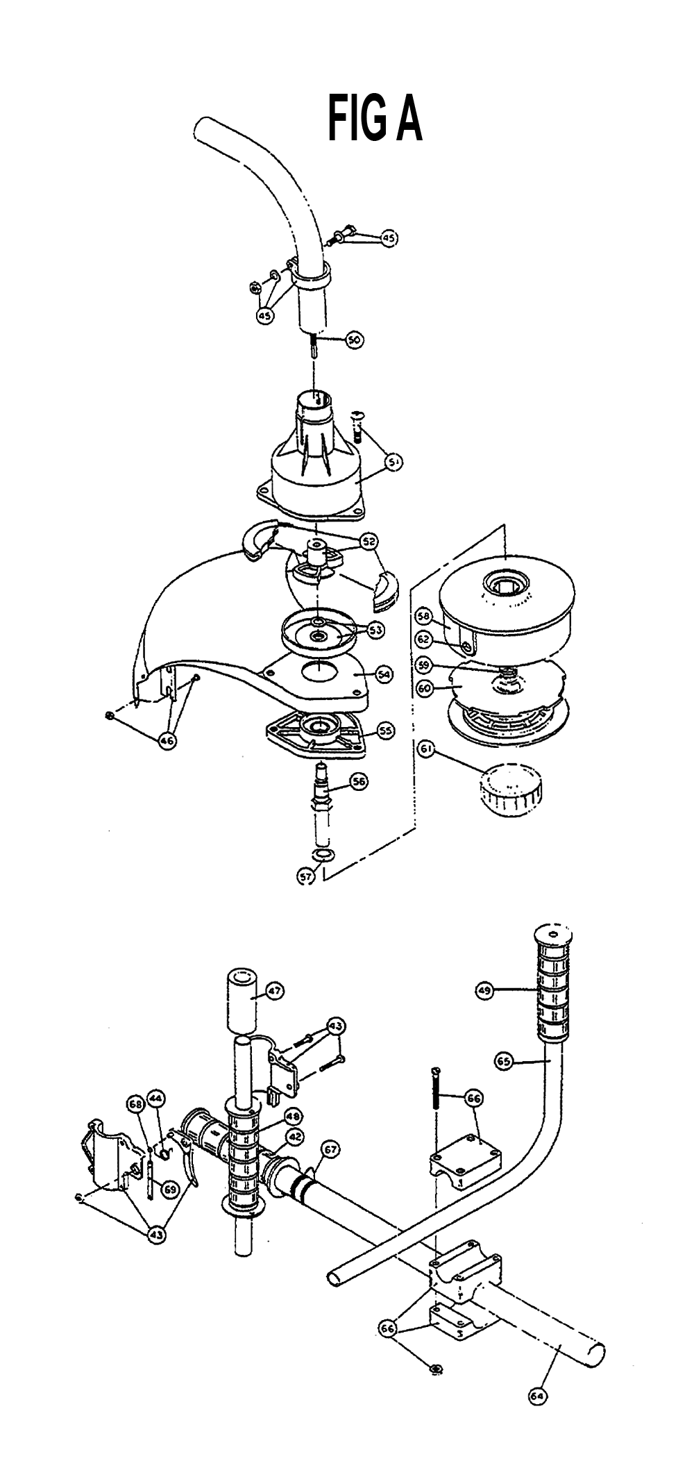 Fig-1 Diagram and Parts List for RYAN B280  Ryobi Trimmer