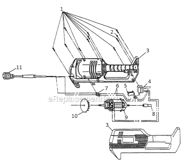 Motor Assembly Diagram and Parts List for 125R 212008311 Ryobi Trimmer