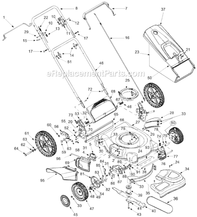 Page A Diagram and Parts List for 12A-568Q034  Ryobi Lawn Mower