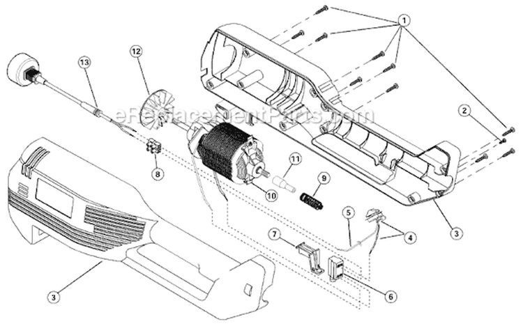 Motor Assembly Diagram and Parts List for 130R 41AC130A034 Ryobi Trimmer