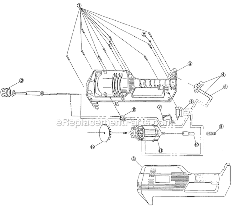 Motor Assembly Diagram and Parts List for 137R 512000001 -41AC137A034 Ryobi Trimmer
