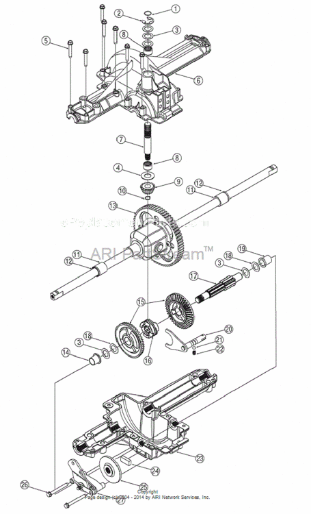 Transmission Assembly Diagram and Parts List for 13A3665G000 2003 Ryobi Lawn Mower