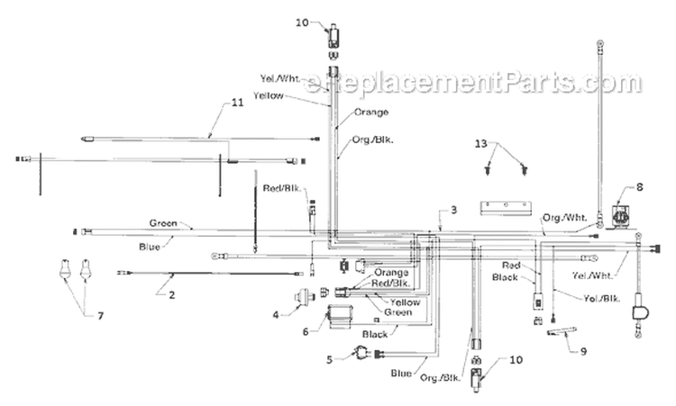 Page J Diagram and Parts List for 13AD678G034  Ryobi Lawn Tractor