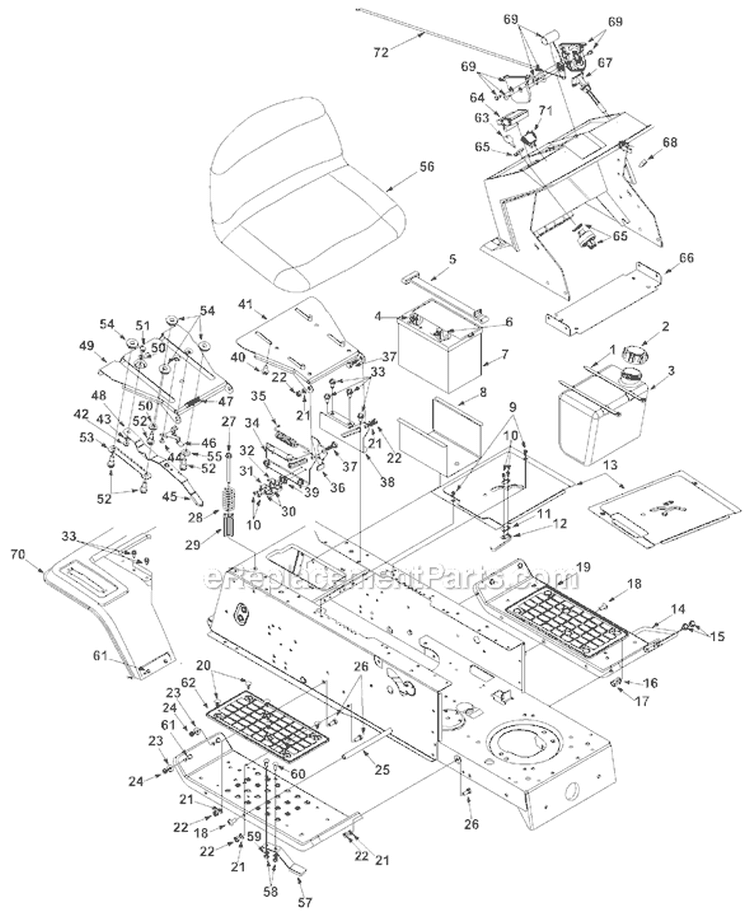 Page T Diagram and Parts List for 13AD678G034  Ryobi Lawn Tractor