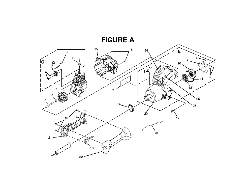 Fig-0 Diagram and Parts List for UT70001A  Ryobi Trimmer