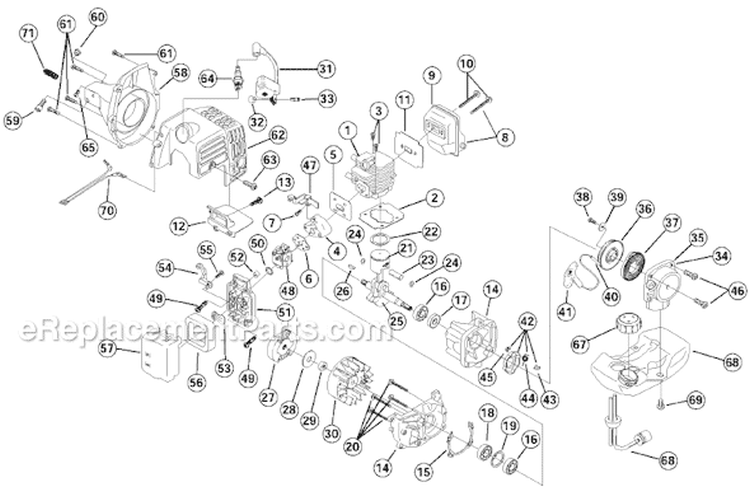 Page B Diagram and Parts List for 2079R 41BD279A034 Ryobi Trimmer
