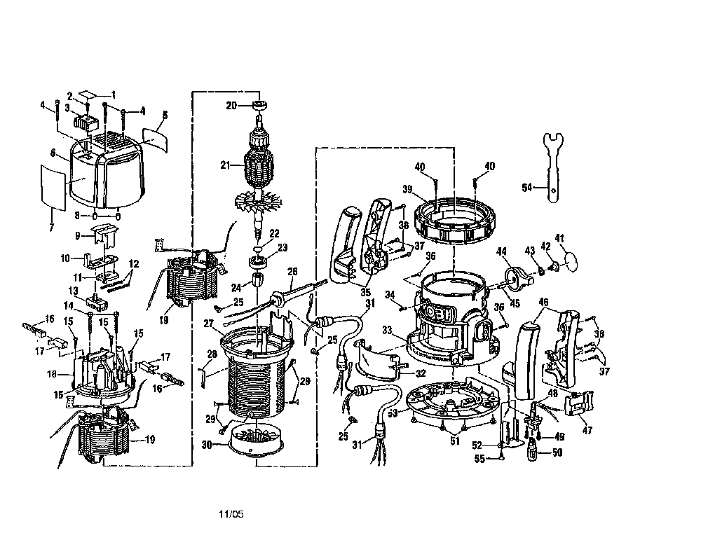Router Diagram and Parts List for R160K  Ryobi Router