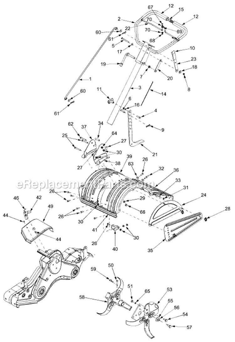 Page C Diagram and Parts List for 21AB454B034  Ryobi Tiller