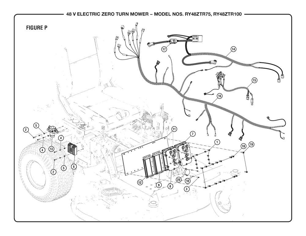 Figure P Diagram and Parts List for RY 48ZTR100 (Rev 02)(099749016)(2019-08) Ryobi Lawn Tractor