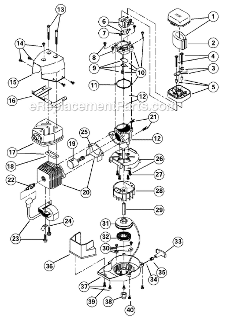 Page B Diagram and Parts List for 280R 41BR280C034 Ryobi Leaf Blower / Vacuum
