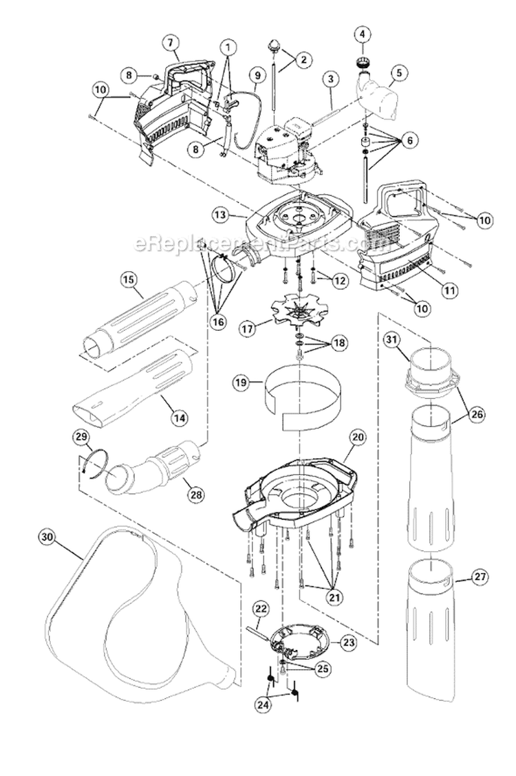 Page A Diagram and Parts List for 310BVR 41BS310G034 Ryobi Leaf Blower / Vacuum