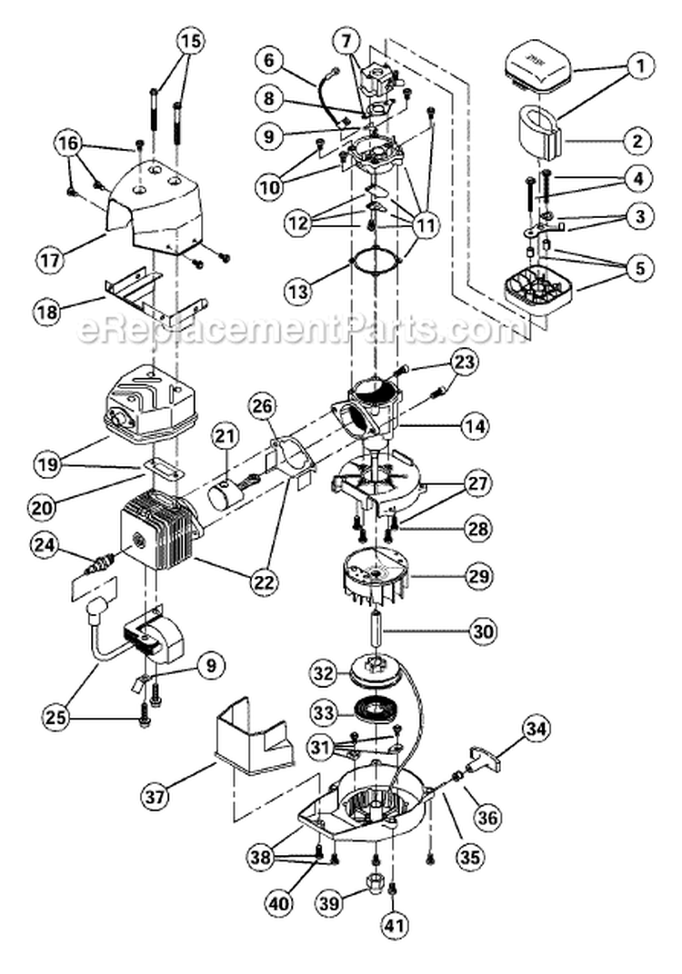 Page B Diagram and Parts List for 310BVR 41BS310G034 Ryobi Leaf Blower / Vacuum