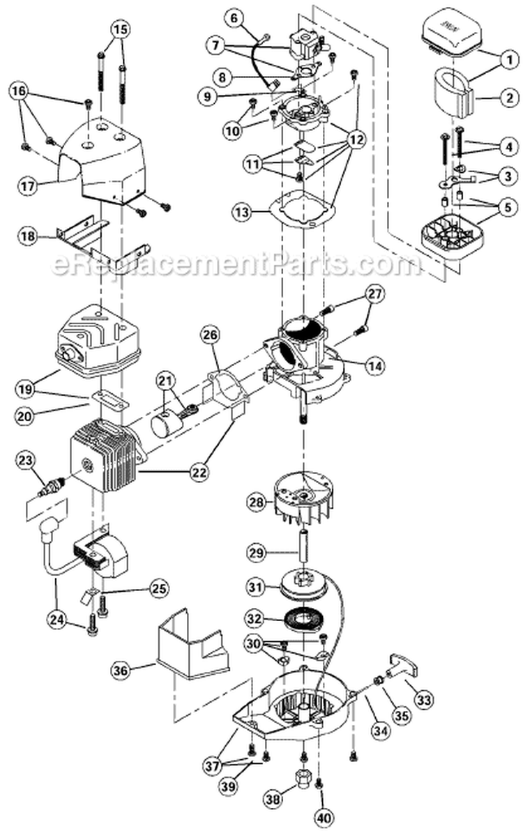 Page B Diagram and Parts List for 310BVR 41ES310G034 Ryobi Leaf Blower / Vacuum