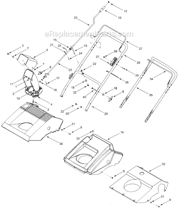 Page A Diagram and Parts List for 31AE162-034  Ryobi Snow Blower