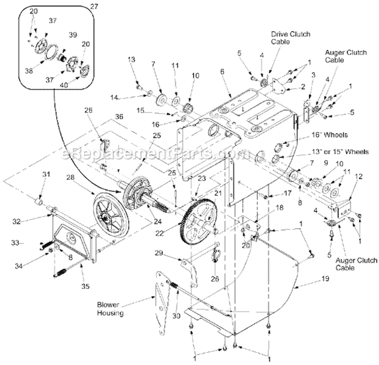 Page A Diagram and Parts List for 31AE660F013  Ryobi Snow Blower