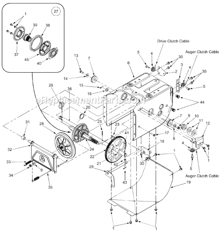Page B Diagram and Parts List for 31AE6Q0F034  Ryobi Snow Blower