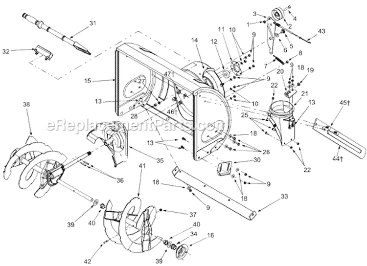 Page D Diagram and Parts List for 31AE6Q0F034  Ryobi Snow Blower