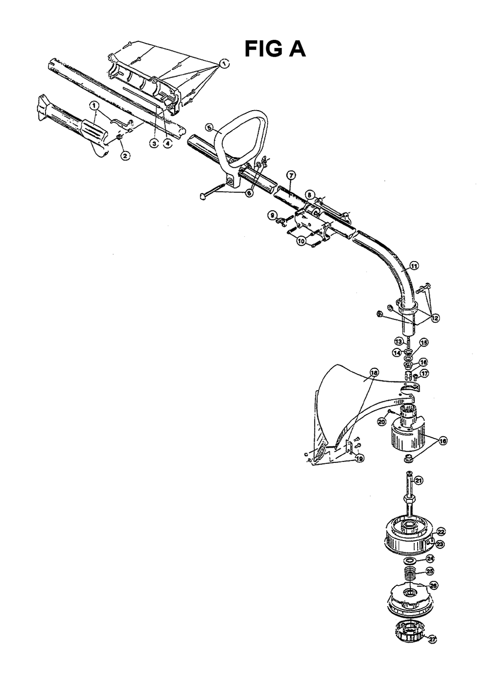 Fig-1 Diagram and Parts List for SINGER-GTE2818 411088141 Ryobi Trimmer