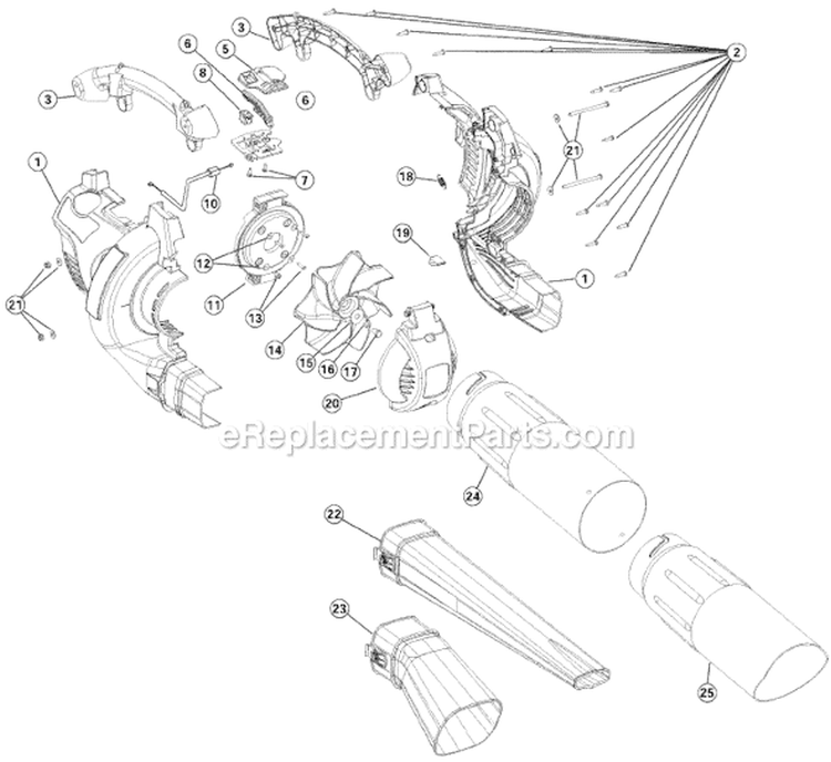 Page B Diagram and Parts List for 320BVR 41AS320G034 Ryobi Leaf Blower / Vacuum