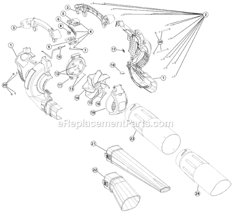 Page B Diagram and Parts List for 320BVR 41AS320G734 Ryobi Leaf Blower / Vacuum